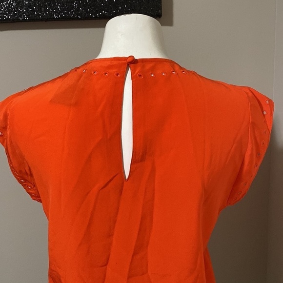 Veronica Beard Womens Silk Crepe Eyelet Sleeveless Top Shirt Red Size 4 - Picture 7 of 10